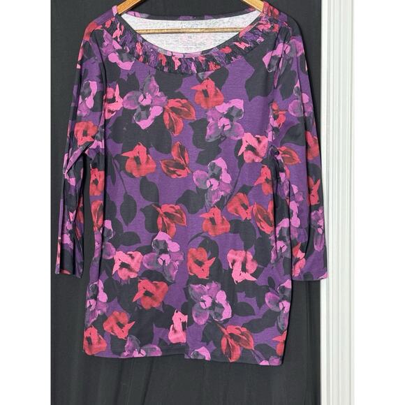 Croft & Barrow T Shirt Womens XL Bright contrasting florals whimsigoth fairy - Picture 5 of 6